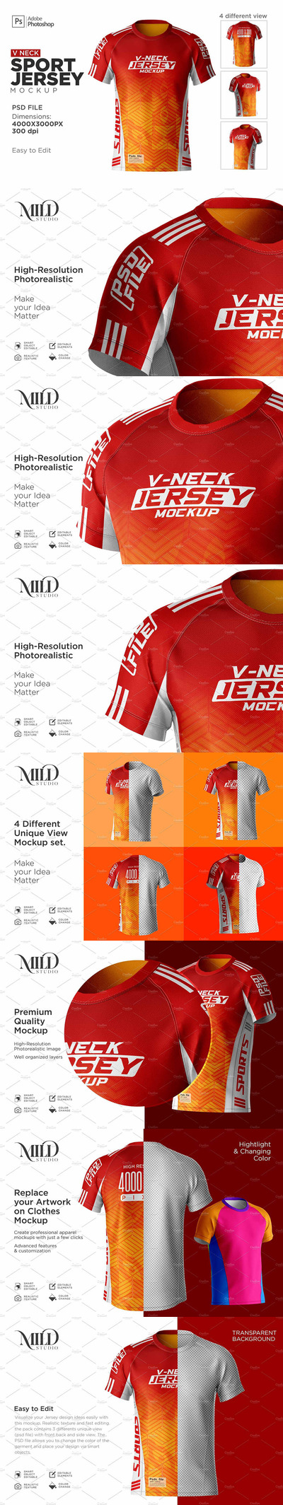 插肩式运动衫球衣服装样机套装 (psd)