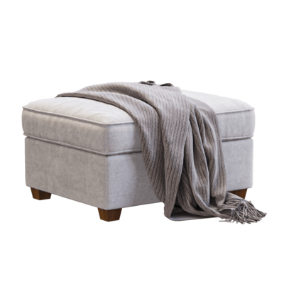 浅灰色方形布艺沙发凳3D模型（OBJ,FBX,MAX）