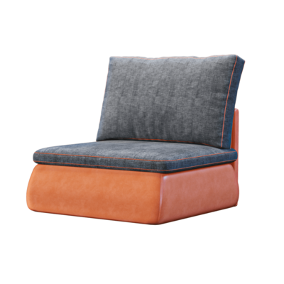 皮革和布艺双层材质无扶手单人沙发3D模型（OBJ,FBX,MAX）