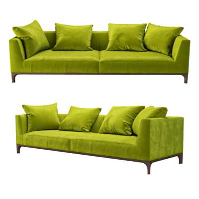 一体式绿色麂皮绒布艺沙发3D模型（OBJ,FBX,MAX）