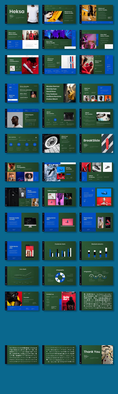 Heksa – 服饰商务品牌PPT模板(PPTX)