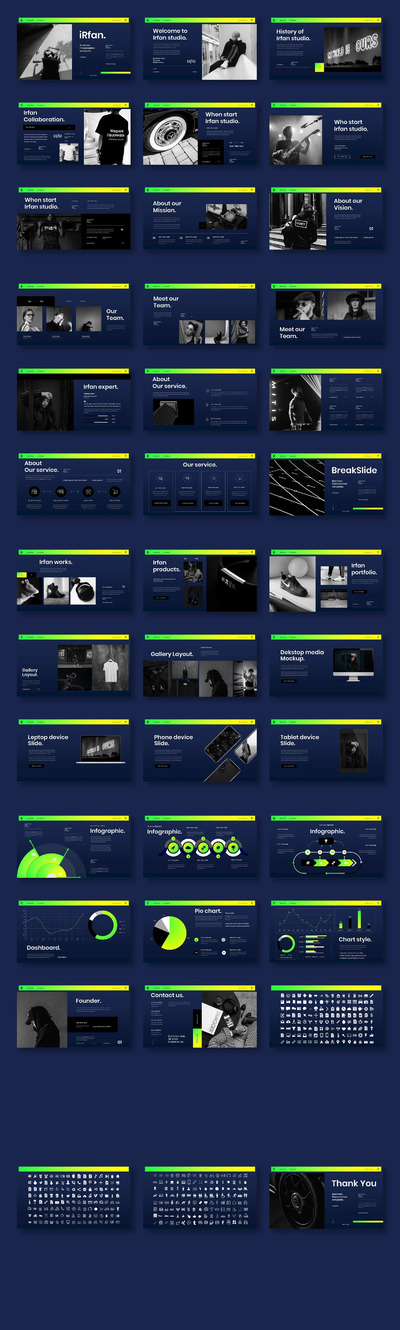 Irfan – 暗色系商务品牌演示模板(PPTX)