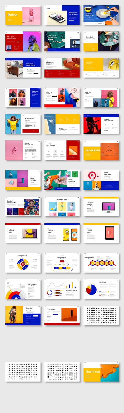 Rains – 彩色时尚日常展示模板(PPTX)