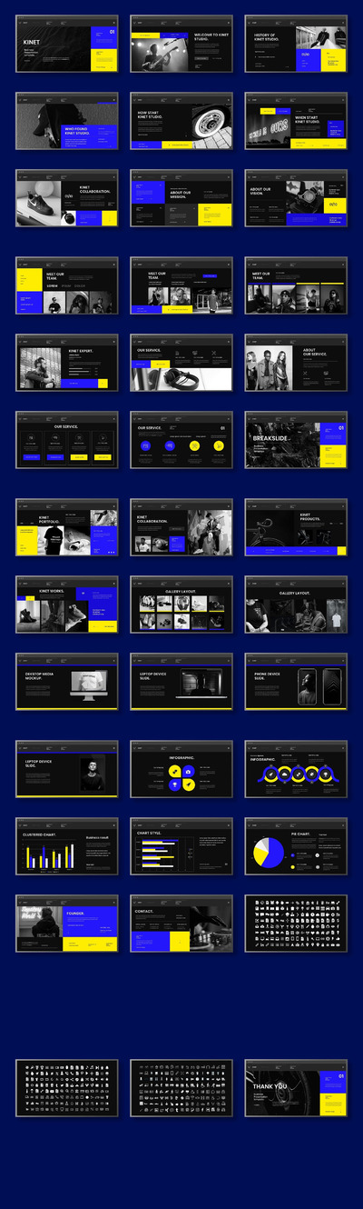 Kinet – 酷炫音乐商务风格演示模板(PPTX)