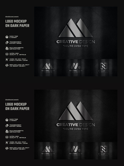 深色纸张上的logo设计样机 (PSD)