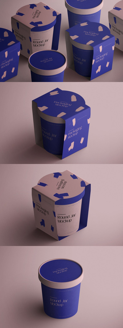 酸奶包装等距圆形包装模型样机 (PSD)