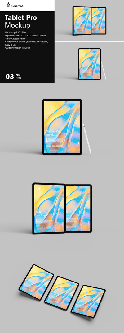 平板 Tablet Pro 样机下载 (PDF,PSD)