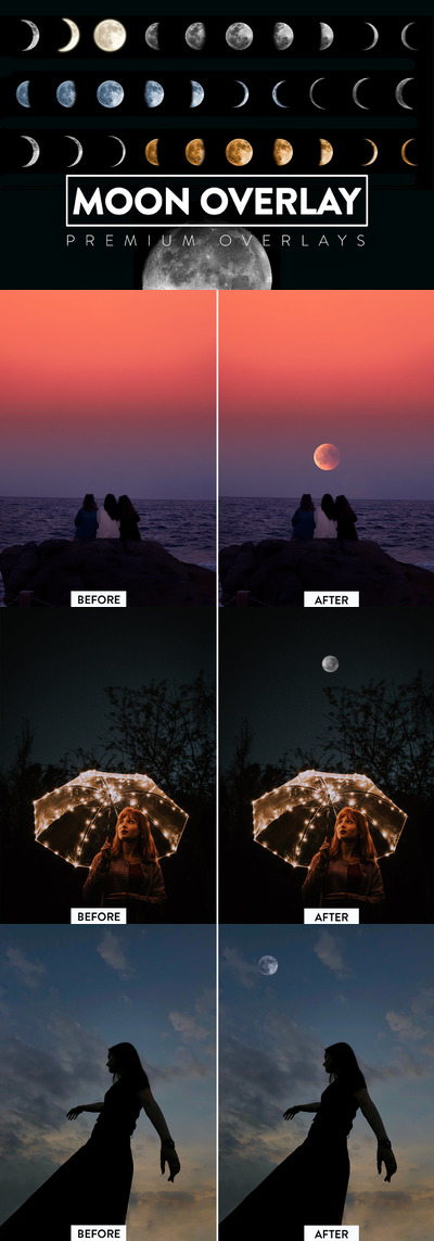 30个月亮叠加纹理集合