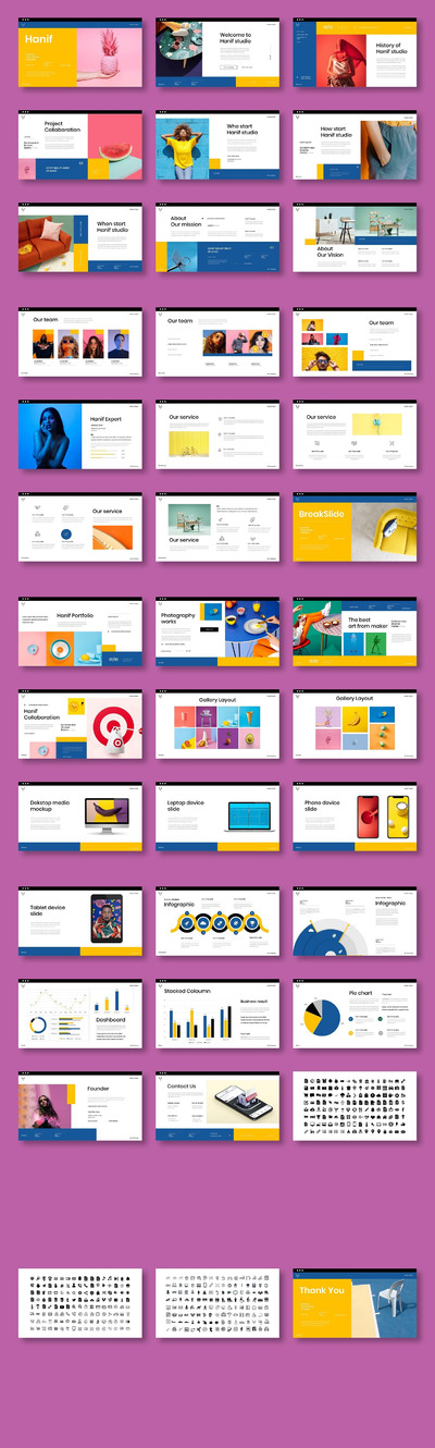 Hanif – 彩色生活主题PPT模板(PPTX)