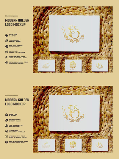 烫金logo品牌设计展示样机 (PSD,PDF)