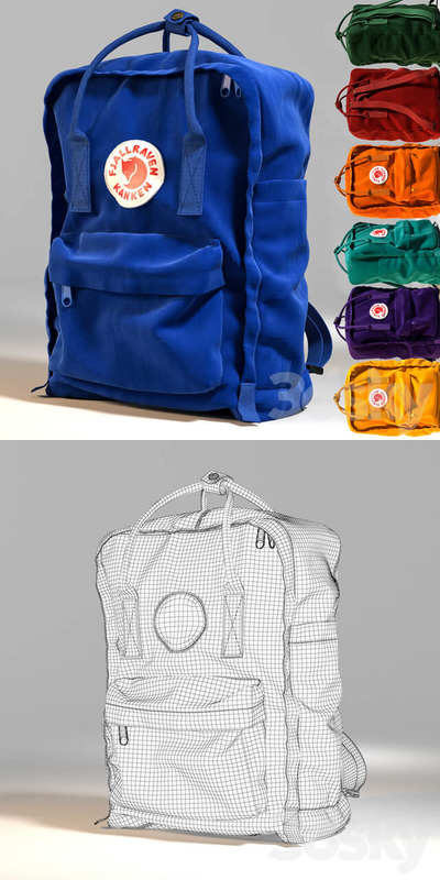 经典款北极狐帆布背包书包3D模型下载（FBX,OBJ,MAX）