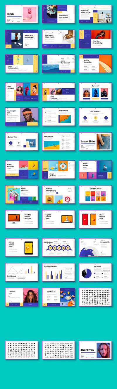 Hirun – 彩色精美PPT模板(PPTX)