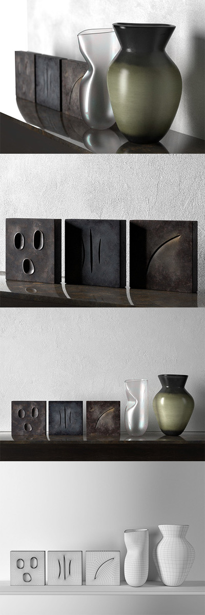 雕塑与花瓶3D模型 (MAX,C4D,FBX,OBJ)