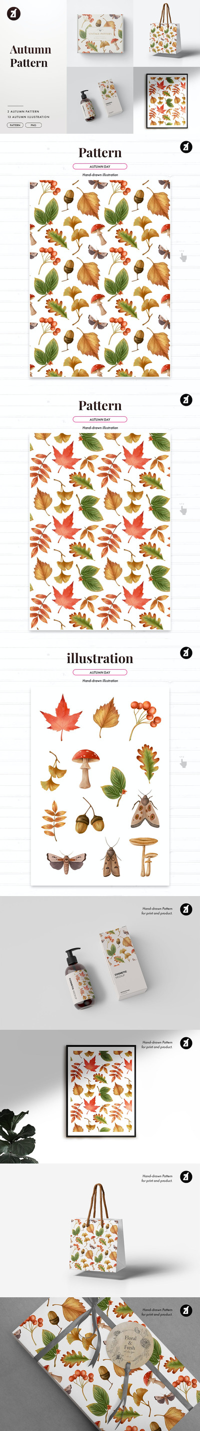 时尚高端优雅金秋时节秋季秋天背景底纹纹理集合-PNG，PSD