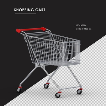 金属购物车右前视图模板 [psd]