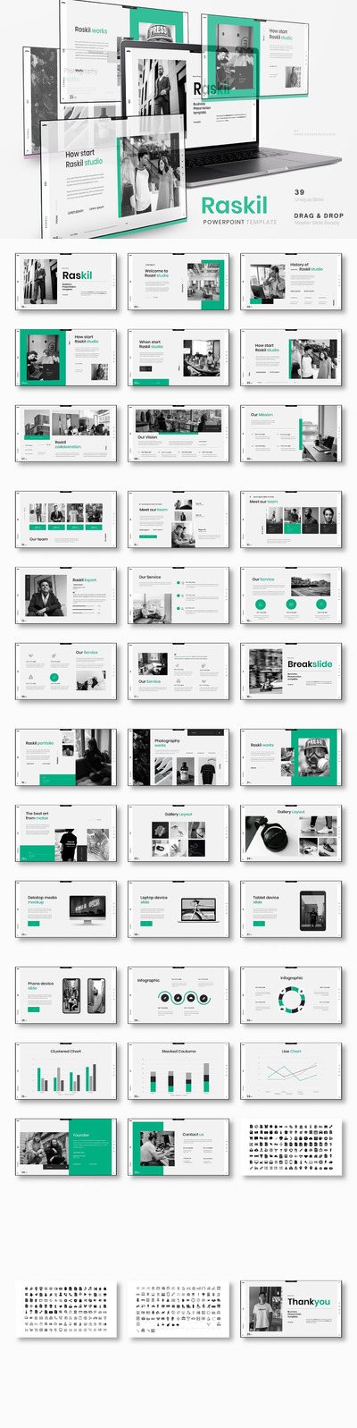 Raskil – 团队商业计划展示模板(PPTX)