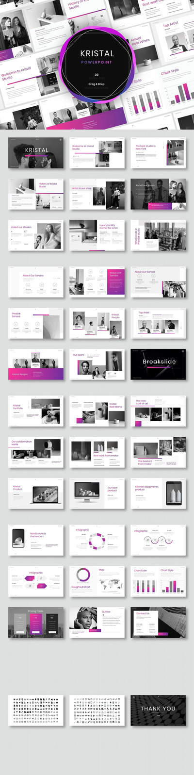 Kristal – 现代时尚家居品牌商务PPT模板(PPTX)