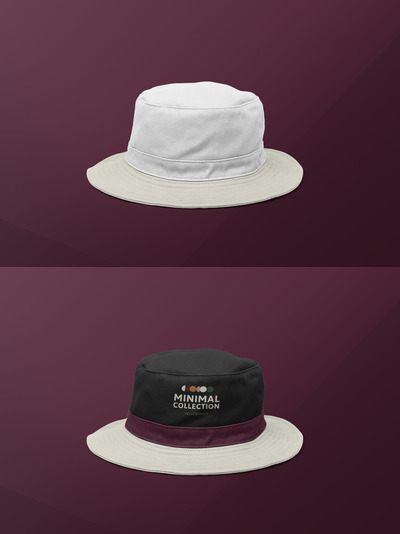 可编辑桶帽模型psd服装广告样机 (PSD)