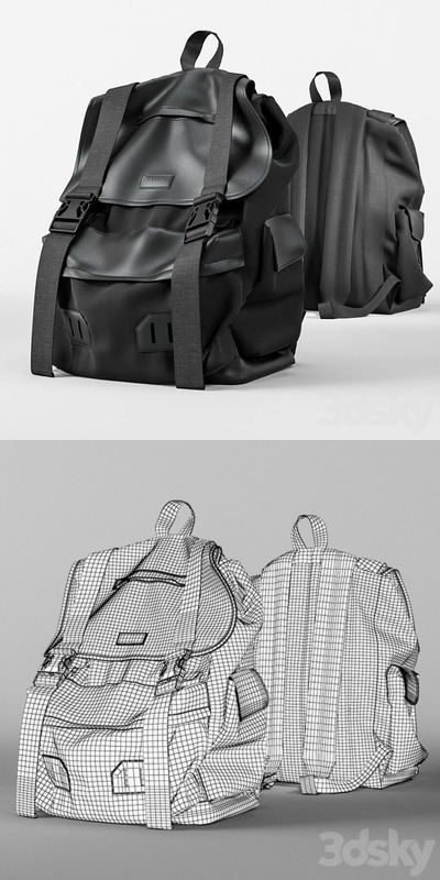 双肩包万能黑色背包3D模型下载 (FBX,OBJ,MAX)