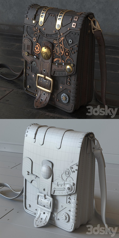 朋克风格3D皮包模型下载 (FBX,OBJ,MAX)