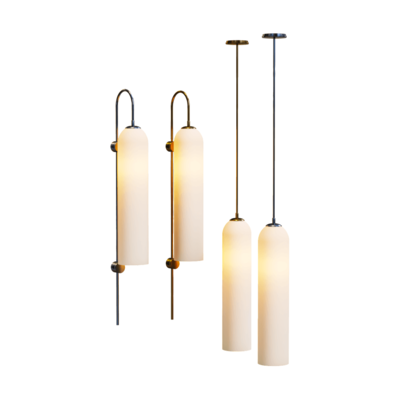 细长圆柱形吸顶灯和壁灯3D模型（OBJ,FBX,MAX）