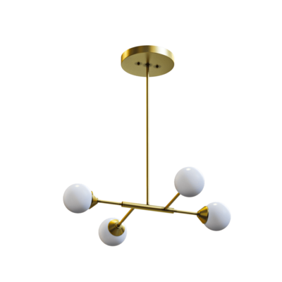 金色金属支架白色圆形灯泡组合吸顶灯3D模型（OBJ,FBX,MAX）
