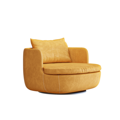 圆形黄色单人皮革扶手沙发3D模型（OBJ,FBX,MAX）