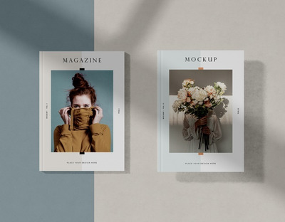 画册杂志封面设计顶视图样机 [psd]