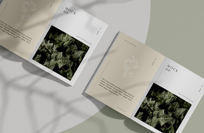 逼真阴影书籍杂志设计顶视图样机 [psd]