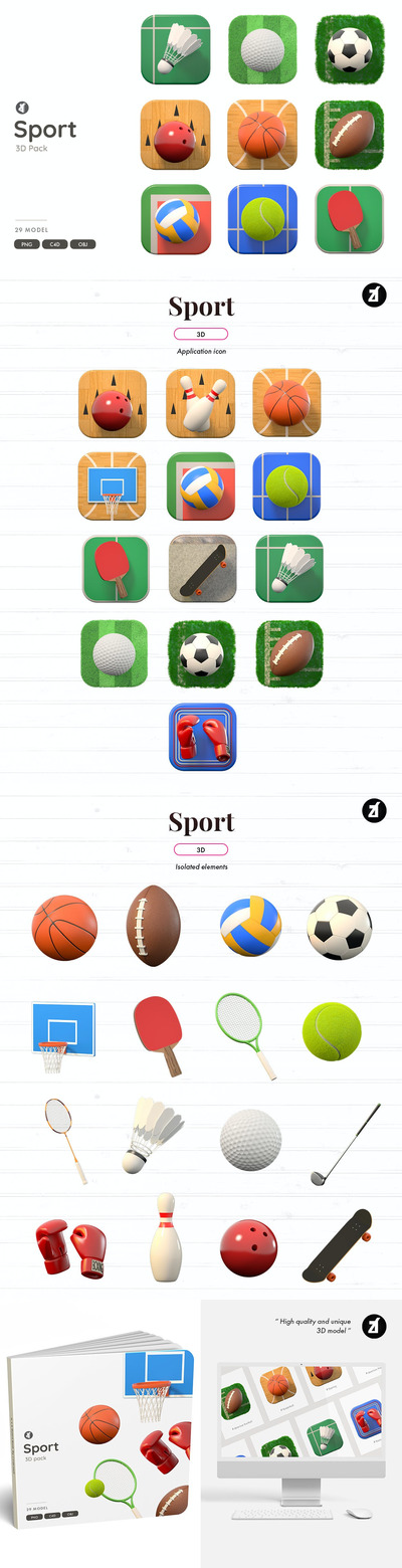 时尚高端3D立体运动APP UI 图标icon大集合-C4D，OBJ，JPG，PNG