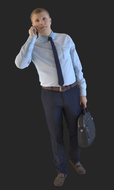 拿着手提包的商务男人3D模型（FBX,MAX）