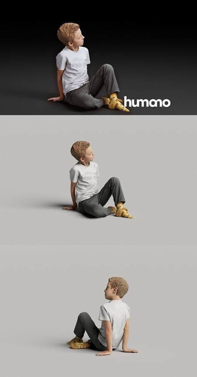 坐在地上的男孩3D模型（FBX,MAX）