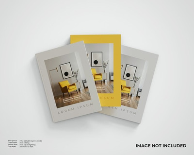 社论杂志封面设计顶视图样机 [psd]