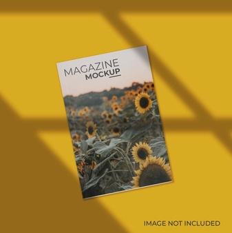 顶视图杂志封面设计样机 [psd]