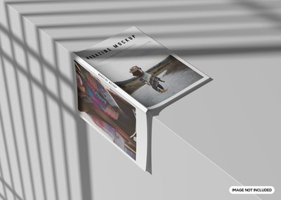 直角贴合阴影杂志封面设计样机 [psd]