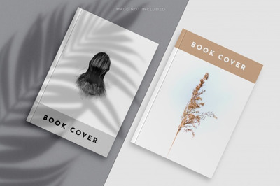 叶子阴影杂志图册封面设计样机 [psd]