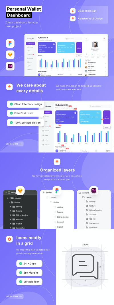 个人数字钱包网页模板 (FIG,SKETCH,XD)