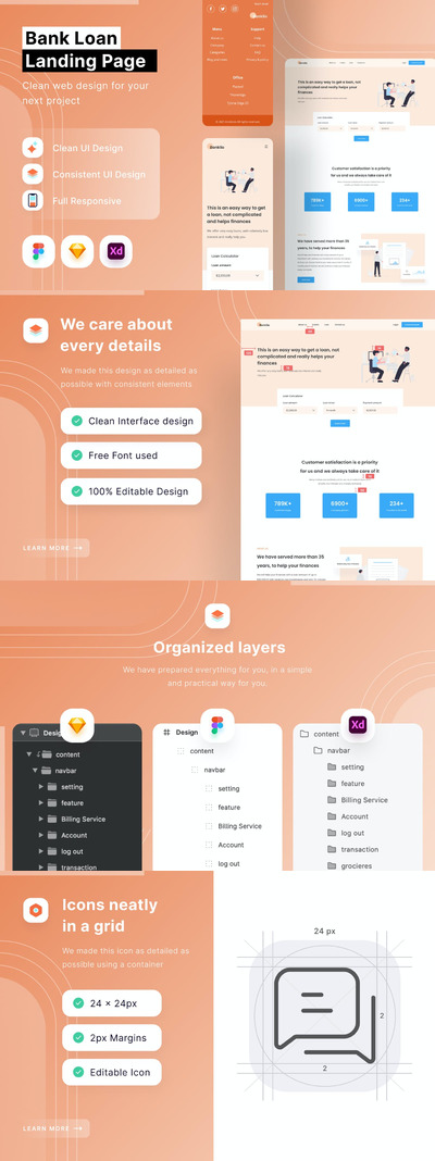 银行贷款网页模板下载 (FIG,SKETCH,XD)