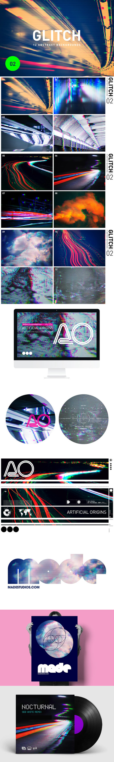 时尚高端抽象的抖音小故障风格背景底纹纹理集合