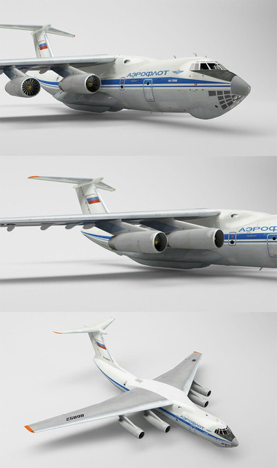 名用运输机飞机 IL-76M 3D 模型下载 (Max,OBJ,FBX,C4D)