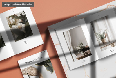 窗户阴影顶视图杂志设计样机 [psd]