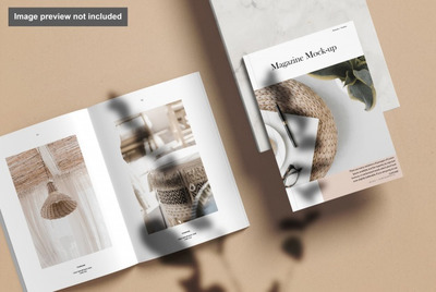 A4杂志封面&内页样机模板 [psd]