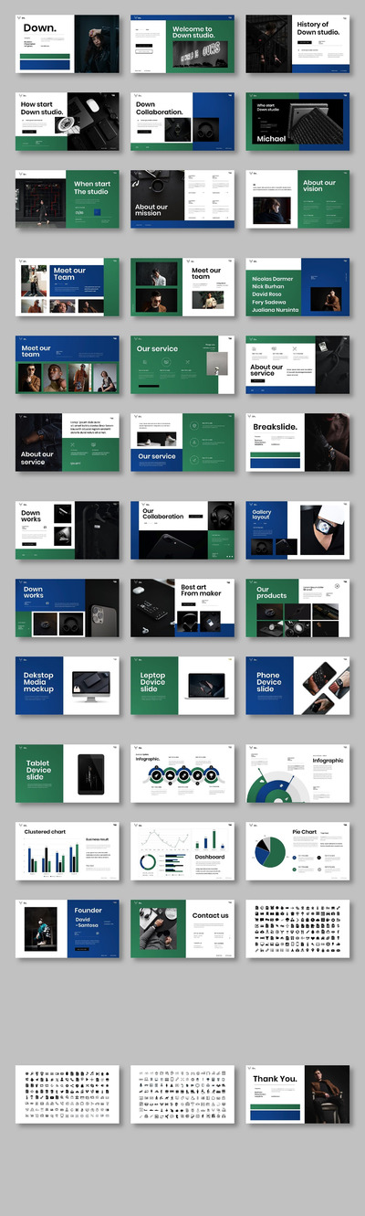 Down – 精美商务PPT演示模板(PPTX)