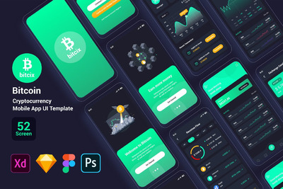 比特币加密货币用户界面模板 APP UI KITS (SKETCH)