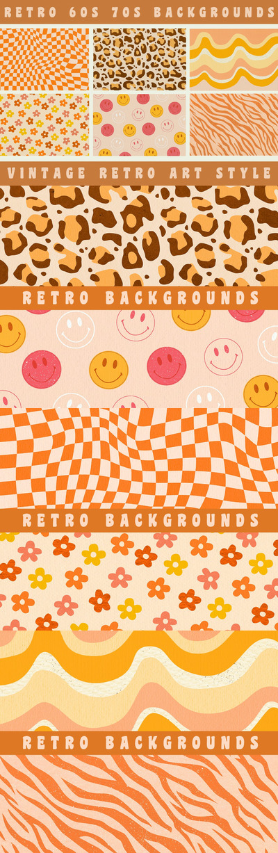时尚高端70年代80年代复古风格背景底纹纹理集合