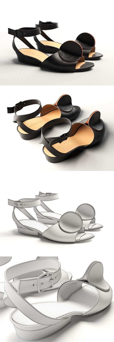 黑色皮带凉鞋3D模型 (MAX,OBJ,C4D,FBX)