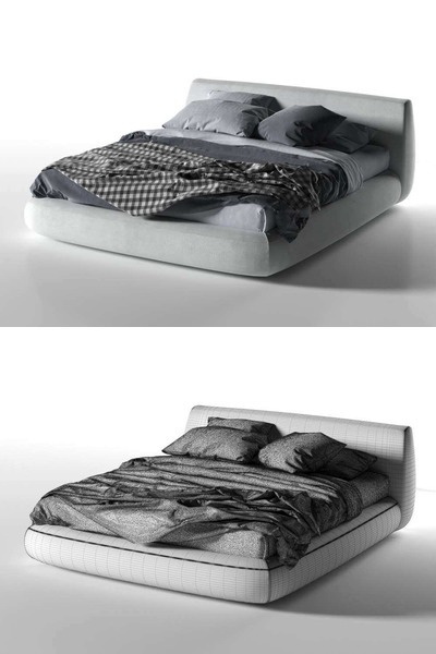 常用简约大床3D模型下载 (MAX,FBX,OBJ)