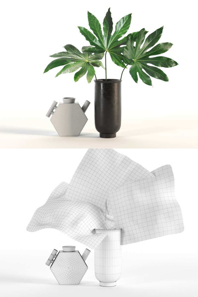 美忽木+花瓶3D模型下载 (MAX,FBX,OBJ)