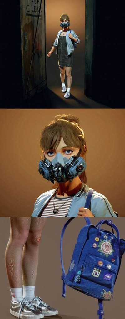 戴防毒面罩的女孩3D模型（OBJ,FBX,MAX）