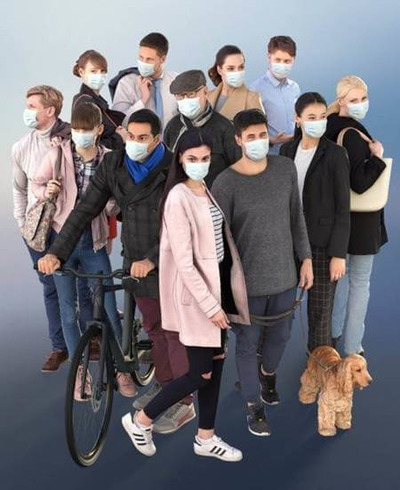 戴口罩的人群3D模型（FBX,MAX）